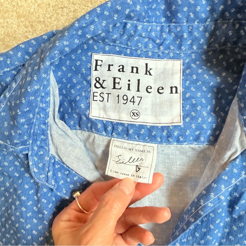 Frank & Eileen Linen Eileen Button Down Shirt Blue XS - Picture 4 of 6